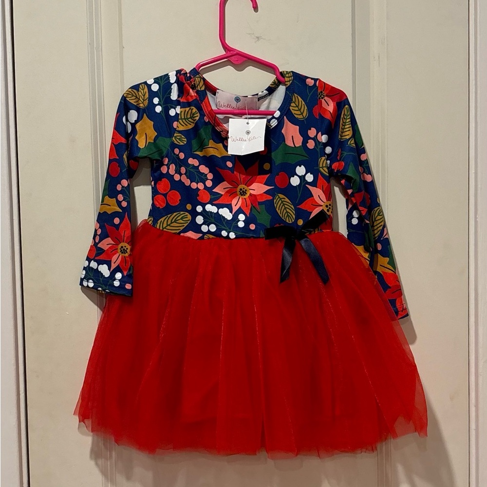 Velvet Poinsettias Tulle Dress